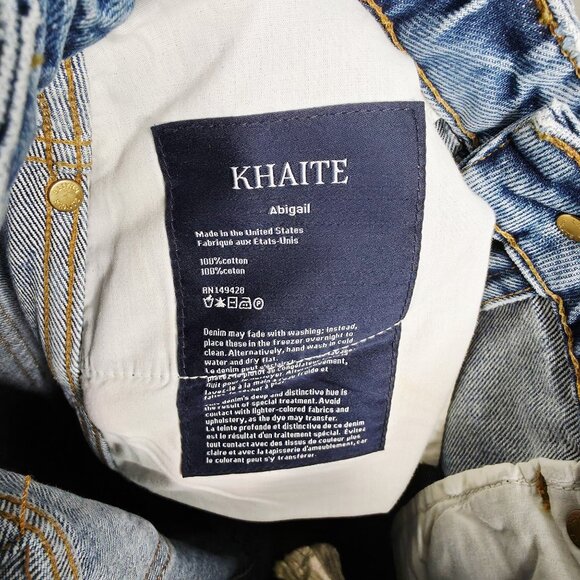 Khaite Abigail Jeans Distressed Portland Blue High Waist Straight Leg Size 25 - Picture 9 of 14